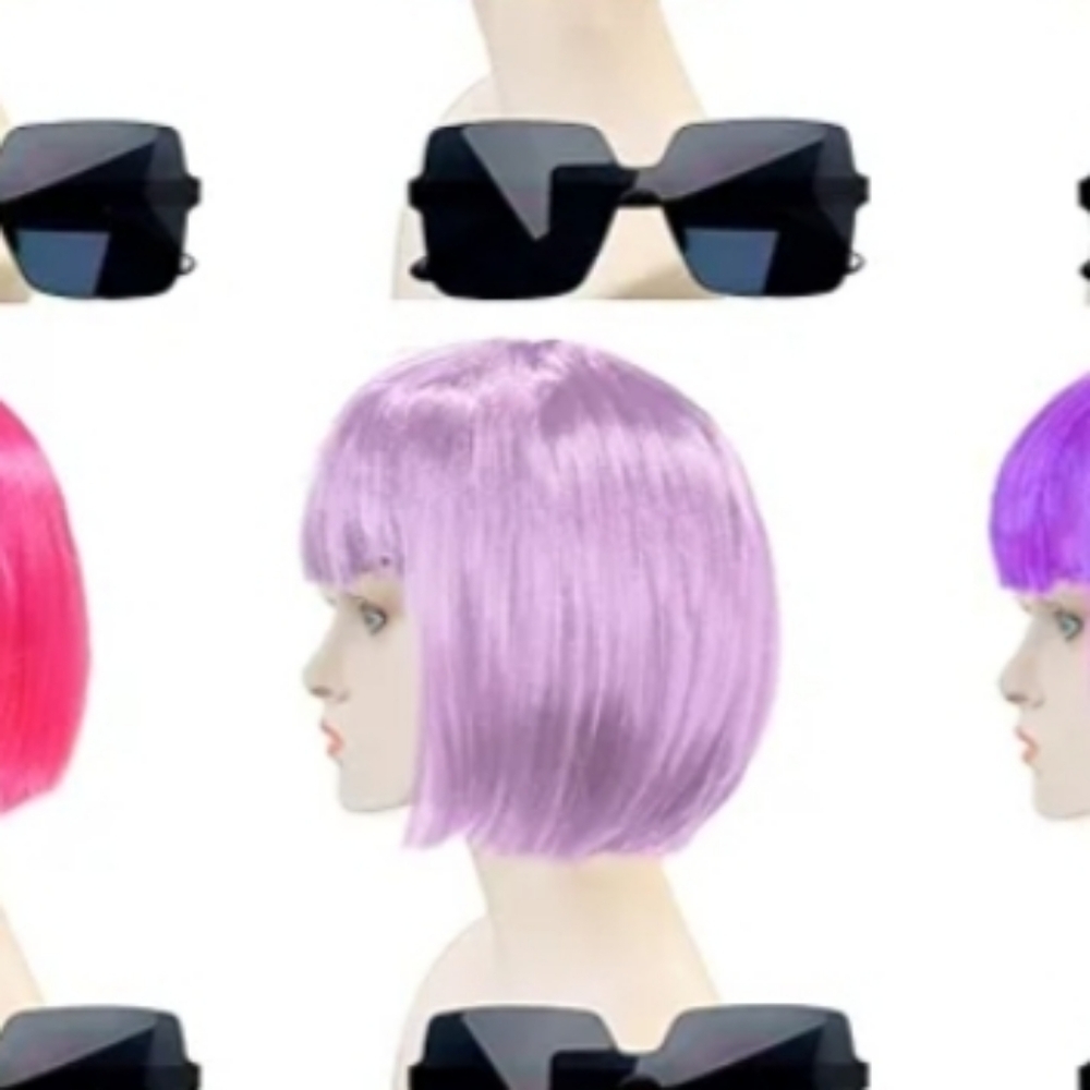 Levender Bob Wig With Sunglasses